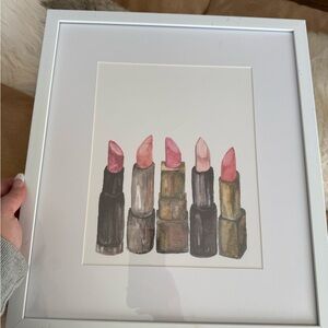 Lipstick Art Print in White Frame